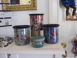 Original collages on containers